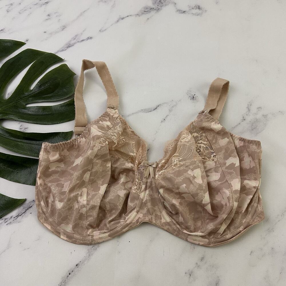 Elomi Morgan Side Support Underwire Bra Size 32 D Nude Beige Lace Trim EL4110TOD